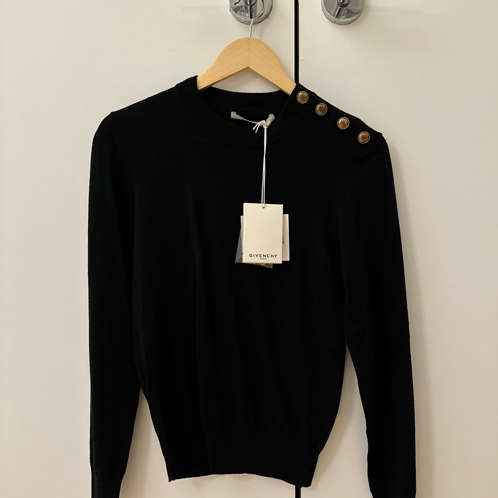 Givenchy Black Sweater with Gold Buttons